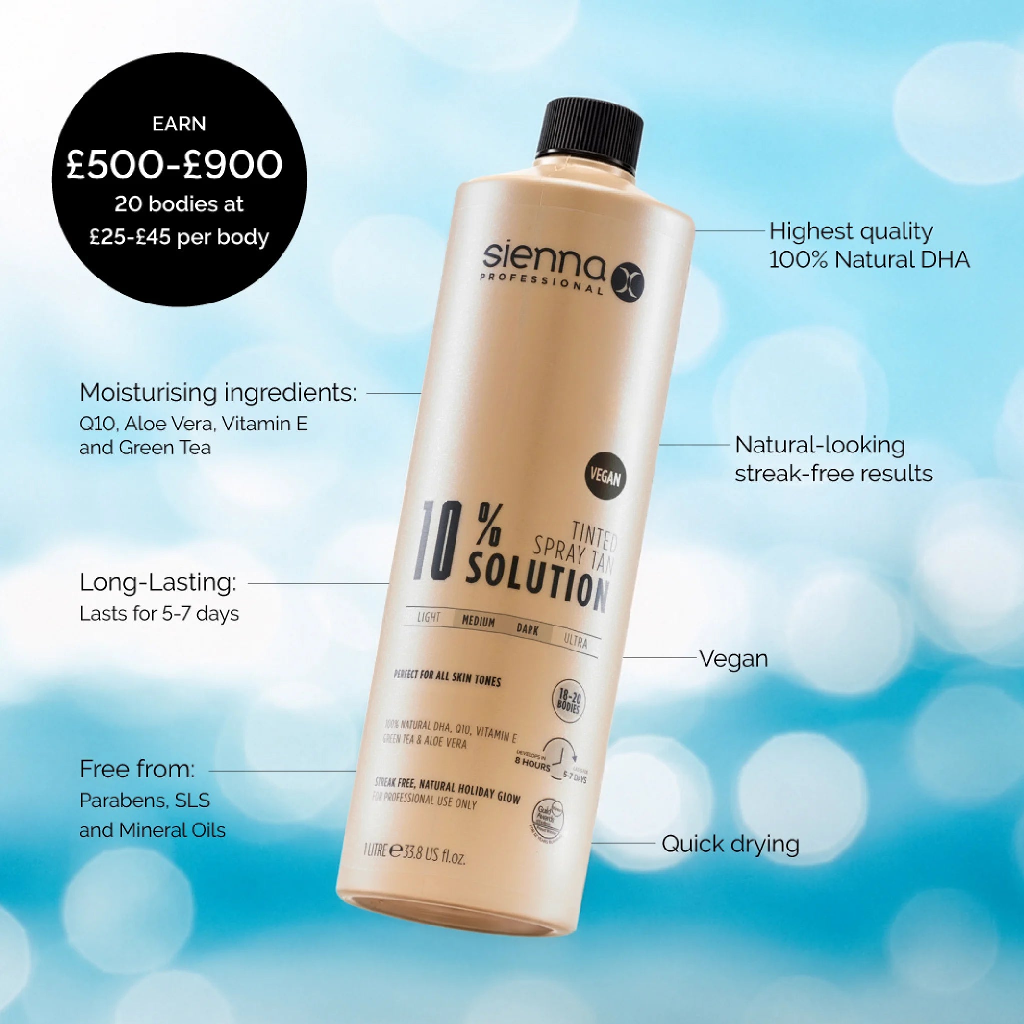 10% Tinted Spray Tan Solution