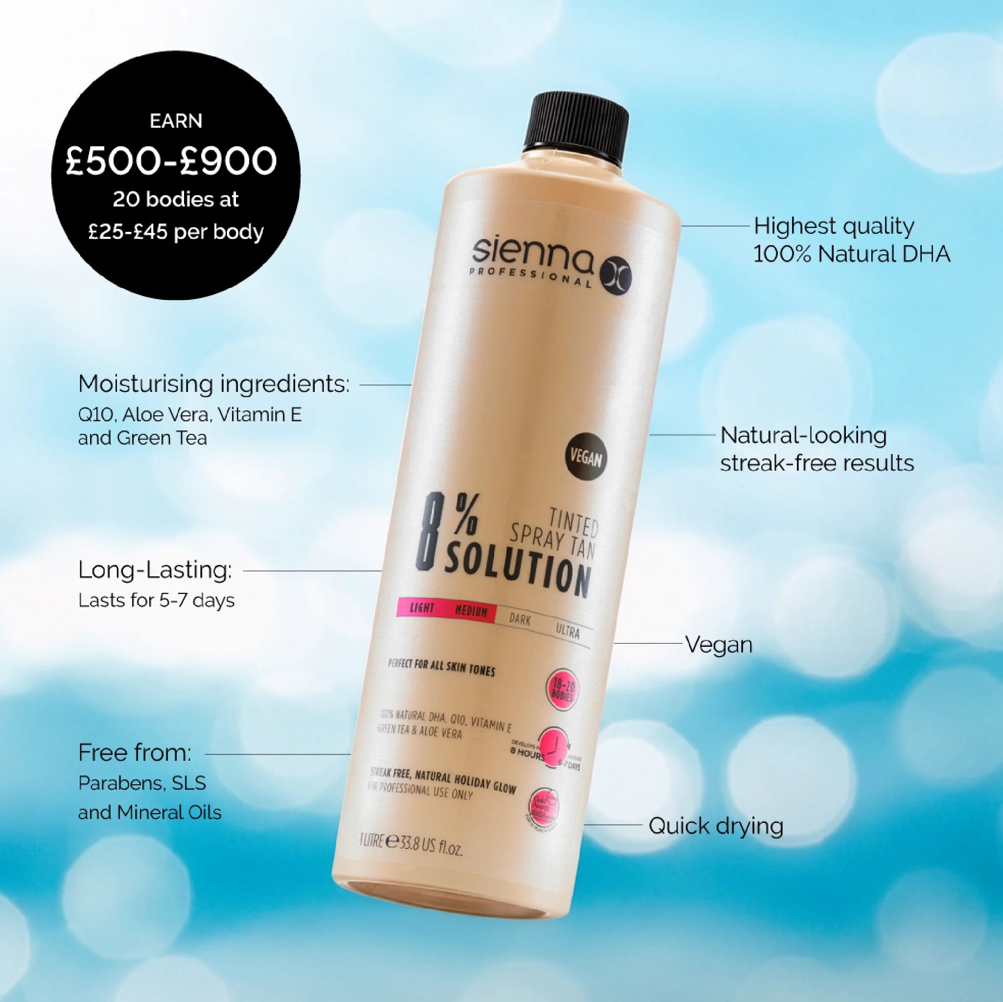 8% Tinted Spray Tan Solution
