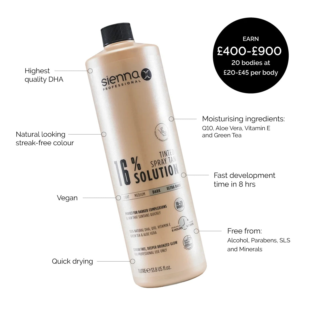 Sienna X 16% Spray Tan Solution USPs