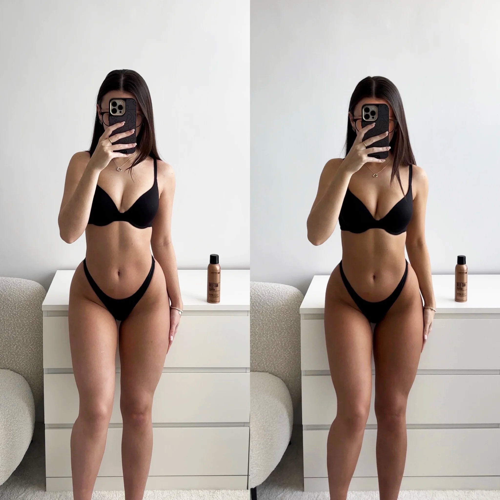 Before and After Sienna X Self Tan Tinted Mousse