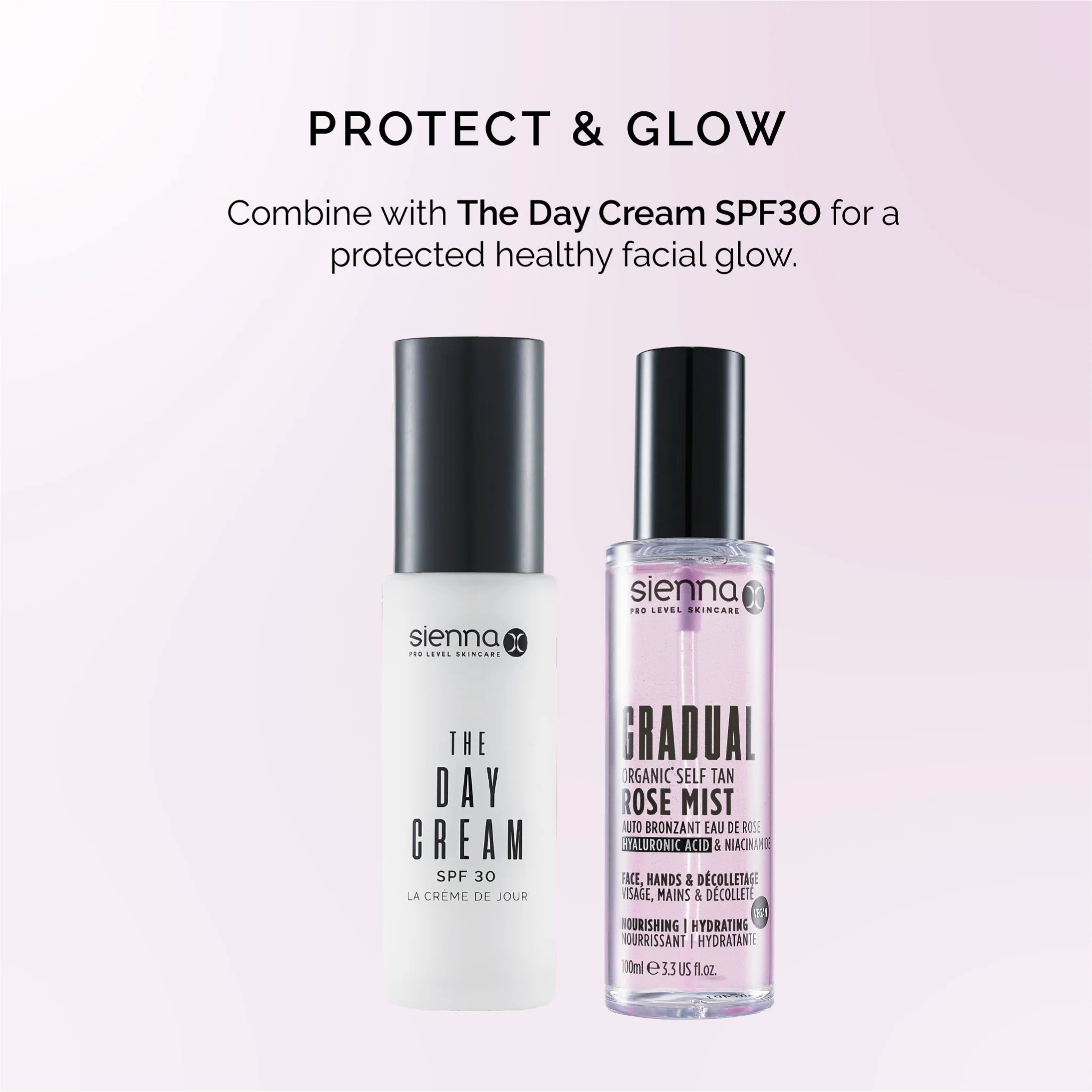 Protect & Glow | Sienna X Gradual Self Tan Rose Mist & Day Cream SPF30