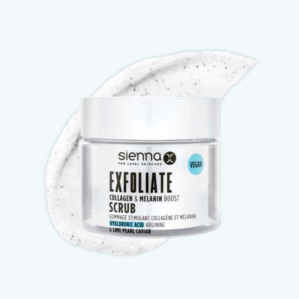 Bath and Body Exfoliate Scrub Product and Swatch